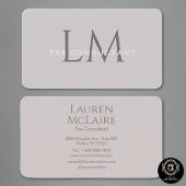 Modern Taupe Gray Monogram Business Card 名刺