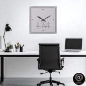 Modern Taupe Gray Monogram Office Decor スクエア壁時計