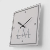 Modern Taupe Gray Monogram Office Decor スクエア壁時計 (傾斜)