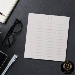 Modern Taupe Gray Monogram Stationery ノートパッド