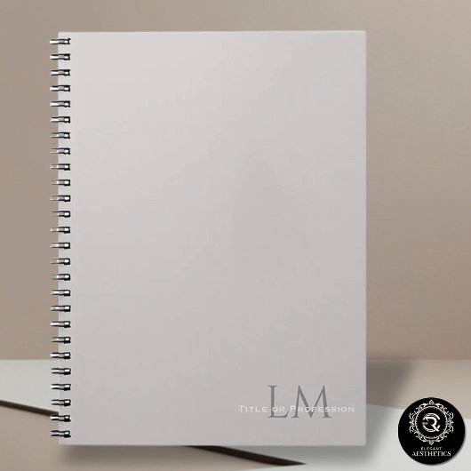 Modern Taupe Gray Monogram Stationery ノートブック