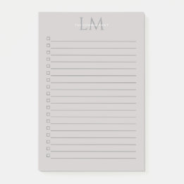 Modern Taupe Gray Monogram Stationery ポストイット