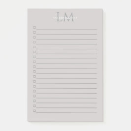 Modern Taupe Gray Monogram Stationery ポストイット
