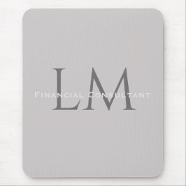 Modern Taupe Gray Monogram Workspace Accent マウスパッド