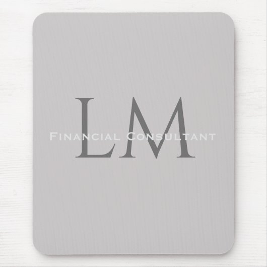 Modern Taupe Gray Monogram Workspace Accent マウスパッド (正面)