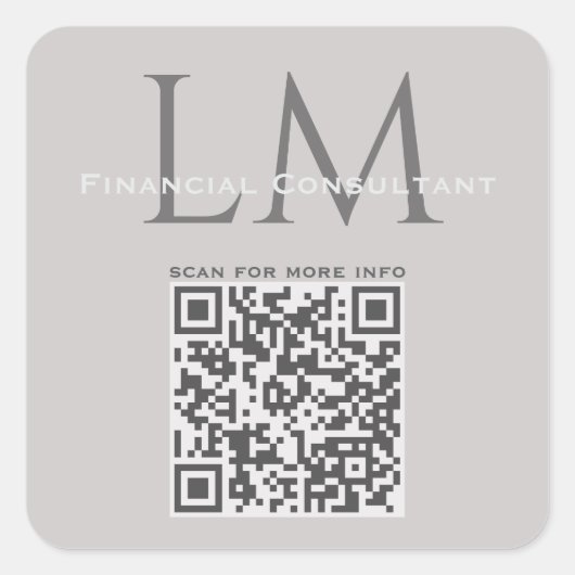 Modern Taupe Gray QR Code Business Branding スクエアシール (正面)