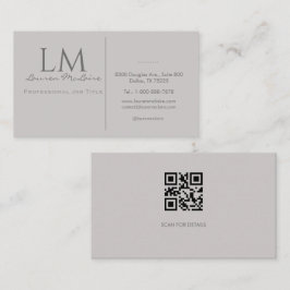 Modern Taupe Gray QR Code Business Branding 名刺