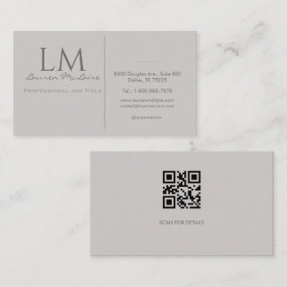 Modern Taupe Gray QR Code Business Branding 名刺