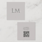 Modern Taupe Gray QR Code Square Business Branding コーリングカード (正面/裏面)