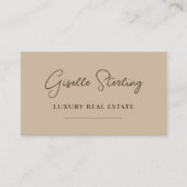 Modern Taupe Minimalist Script QR Code 名刺 (正面)