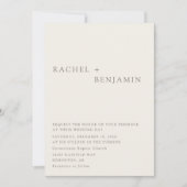 Modern Taupe Minimalist Wedding 2 Sided QR Code 招待状 (正面)