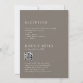 Modern Taupe Minimalist Wedding 2 Sided QR Code 招待状 (裏面)