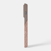 Modern Taupe & Rose Gold Geometric Glitter Luxury  iPhoneケース (左側面)