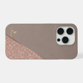 Modern Taupe & Rose Gold Geometric Glitter Luxury  iPhoneケース (裏面横)