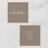 Modern Taupe Square Business Branding コーリングカード (正面/裏面)