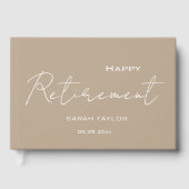 Modern Taupe White Happy Retirement Personalized  ゲストブック (正面)