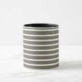 Modern Taupe & White Striped Mug  マグカップ (中央)