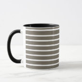Modern Taupe & White Striped Mug  マグカップ (左)