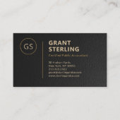 Modern Tax Preparer CPA Faux Leather Black Gold 名刺 (正面)