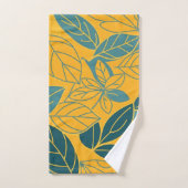 Modern Teal and Gold Botanical Leaf バスタオルセット (ハンドタオル)