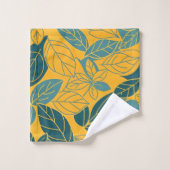 Modern Teal and Gold Botanical Leaf バスタオルセット (ウォッシュタオル)