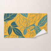 Modern Teal and Gold Botanical Leaf バスタオルセット (ハンドタオル)