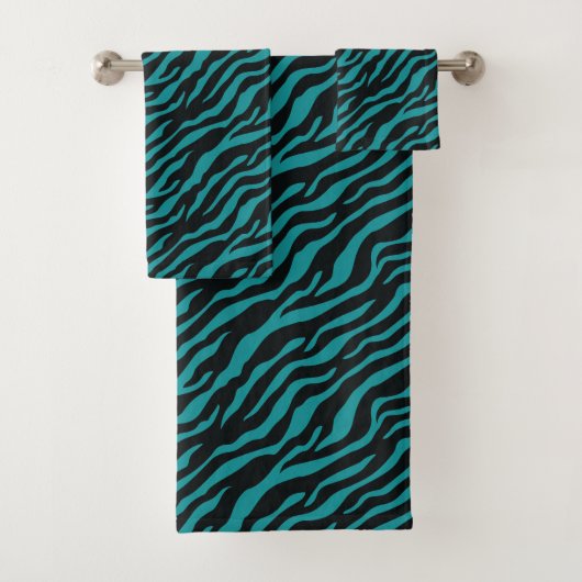 Modern Teal Animal Print Shower Curtain バスタオルセット (インサイチュ)
