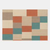 Modern Teal & Beige Geometric Blocks ラッピングペーパーシート (正面3)