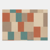 Modern Teal & Beige Geometric Blocks ラッピングペーパーシート (正面2)