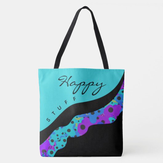 Modern Teal Black And Purple Wave トートバッグ (正面)