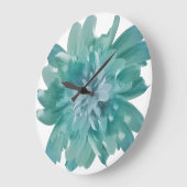 Modern Teal Bloom Artistic Wall Clock – Large Flor ラージ壁時計 (傾斜)