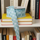 Modern Teal Blue Abstract Floral Pattern グログランリボン