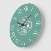 Modern Teal Branded Company Business Logo Custom ラージ壁時計 (傾斜)