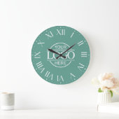 Modern Teal Branded Company Business Logo Custom ラージ壁時計 (ホーム)