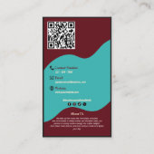 Modern Teal Burgundy Bakery Logo and QR Code   名刺 (裏面)