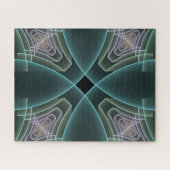 Modern Teal Geometric Fractal Art Graphic ジグソーパズル (横)