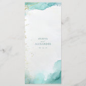 Modern Teal Gold Abstract Beach Wedding メニュー (裏面)