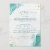 Modern Teal Gold Abstract Beach Wedding Details エンクロージャーカード (正面)