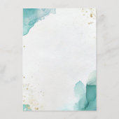 Modern Teal Gold Abstract Beach Wedding Details エンクロージャーカード (裏面)