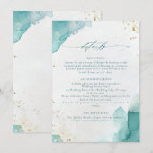 Modern Teal Gold Abstract Beach Wedding Details エンクロージャーカード (正面/裏面)