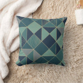 Modern Teal & Gold Geometric Mosaic Pattern Throw クッション (ブランケット)