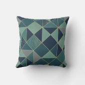 Modern Teal & Gold Geometric Mosaic Pattern Throw クッション (裏面)