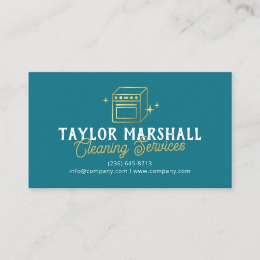 Modern Teal Gold Oven Cleaning Service 名刺 (正面)