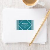 Modern Teal Green Geometric Return Address  ラベル (インサイチュ)