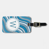 Modern Teal Green Metallic Monogram Initial  ラゲッジタグ (正面横)