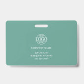Modern Teal Green Minimal Company Employee Photo バッジ (裏面)