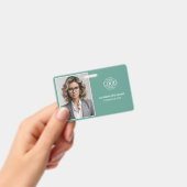 Modern Teal Green Minimal Company Employee Photo バッジ (手持ち)