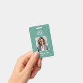 Modern Teal Green Minimalist Employee Photo バッジ (手持ち)