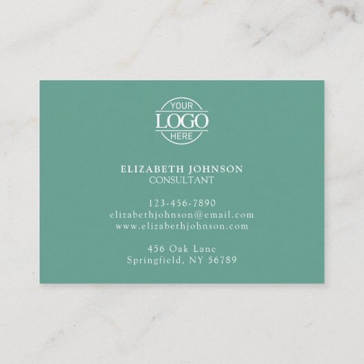 Modern Teal Green Professional Simple Reminder 予約カード (裏面)