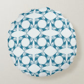 Modern Teal Leaves Pattern Design Round Pillow ラウンドクッション (裏面)
